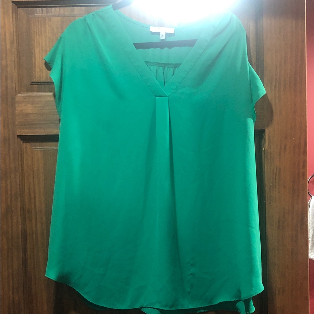 Chaus Vibrant Green V-Neck Blouse